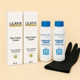 Lıl'afıx 2’li 6/77 Sıcak Çikolata Profesyonel Saç Boya Kremi 60 ml + 2'li %6 (20)Oksidan Krem Seti
