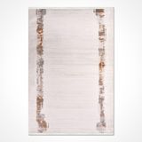 Lilah Krem Çerçeveli Modern Geometrik Etnik Desenli Boho Makinada Yıkanabilir Hafif Hav Toz Vermez Leke Tutmaz Kaymaz Taban Dijital Makine Baskı Halı Oturma Odası Salon Yolluk Koridor Mutfak Halısı