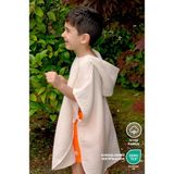 Lilalinda Bebek/Çocuk Bornoz 4 Kat Müslin Panço Gri Nakışlı %100 Pamuk - Krem - 1 - 3 Yaş