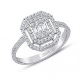 Lilarote 0.40 Ct Çift Sıra Baget Kare Tektaş Yüzük