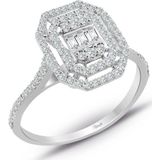 Lilarote Pırlanta 0.45 ct Modern Tasarım Baget Kare Tektaş Yüzük