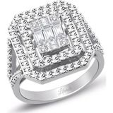 Lilarote Pırlanta 0.47 ct Kalemli Tasarım Baget Kare Tektaş Yüzük