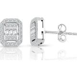Lilarote Pırlanta 0.55 ct Baget Pırlanta Kare Tektaş Küpe