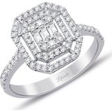 Lilarote Pırlanta 0.60 ct Çift Sıra Baget Kare Tektaş Yüzük