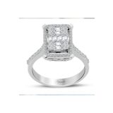 Lilarote Pırlanta 0.80 ct Modern Tasarım Baget Kare Tektaş Yüzük
