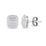 Lilarote Pırlanta Modern Tasarım 0.22 ct Baget Kare Tektaş Küpe
