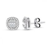 Lilarote Pırlanta Modern Tasarım 0.24 ct Baget Kare Tektaş Küpe