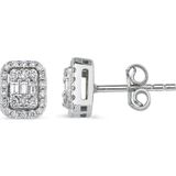Lilarote Pırlanta Modern Tasarım 0.35 ct Baget Kare Tektaş Küpe