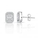 Lilarote Pırlanta Modern Tasarım 0.55 ct Baget Kare Tektaş Küpe