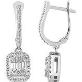 Lilarote Pırlanta Modern Tasarım 0.65 ct Baget Kare Tektaş Küpe