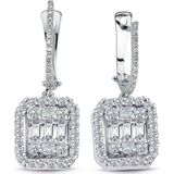 Lilarote Pırlanta Modern Tasarım 0.87 ct Baget Kare Tektaş Küpe