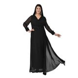 Lilas Xxl Büyük Beden Şifon Abiye Elbise, 46, 8154820239573, Siyah, Kadın