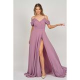 Lilas Xxl Derin Yırtmaçlı Uzun Abiye Elbise, 42, 81548202221027, Gül Kurusu, Kadın