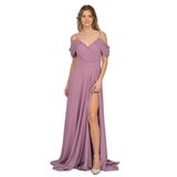 Lilas Xxl Derin Yırtmaçlı Uzun Abiye Elbise, 44, 81548202221027, Gül Kurusu, Kadın