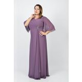 Lilas Xxl Kadın Büyük Beden Şifon Uzun Abiye Elbise 5489407 Lavanta