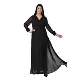 Lilas XXL Kadın Büyük Beden Uzun Şifon Abiye Elbise 9573 Siyah