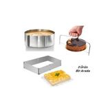 Lilasso 2'li Ayarlanabilir Kare Ve Çember Kek Kalıbı Pasta Kalıbı Ve Kesme Teli