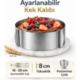 Lilasso Ayarlanabilir Yuvarlak Kelepçeli Kek Pasta Kalıbı-Çelik - Gri