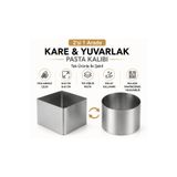 Lilasso Home Paslanmaz Çelik Kare ve Yuvarlak Tek Kişilik Pasta Kek Kalıbı 8x8