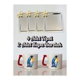 lili hediyelik 4'lü Papatyalı Tepsi Kahve Sunum Tepsisi 21x21 cm - 2'li Penguenli Kahve Bardağı Kupa Bardak Gümüş, LH8923740239523523423