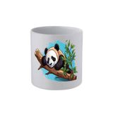 lili hediyelik Ağaç Dalında Panda Baskılı Kulpsuz Kupa Bardak - Hediye Kahve Kupası, Su Bardağı