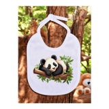 lili hediyelik Ağaçta Panda Baskılı 2 Adet Bebek Mama Önlüğü