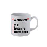 lili hediyelik Anneye Doğum Günü Hediyesi Beyaz Kupa Bardak - Seramik Çay, Kahve Hediyelik Bardağı