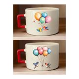 lili hediyelik Balon ve Kuş Baskılı Kahve Fincanı - Annelere Hediye, LH978264982343223432