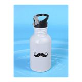 lili hediyelik Bıyıklı Matara Suluk 600 ml - Çocuk Suluk Matara Beyaz, LH932764793285235123123