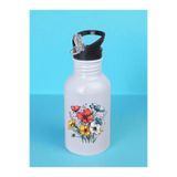 lili hediyelik Çiçek Teması Baskılı Matara Suluk 600 ml - Sporcu Suluğu Beyaz, LH9872364983265235234