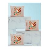 lili hediyelik Çiçek Ve Sincap Baskılı 3'lü Makyaj Çantası 20x25 Cm, LH9382740235235123