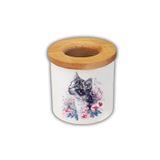 lili hediyelik Çiçekler İçinde Kedi Baskılı Kalemlik Kalem Kutusu