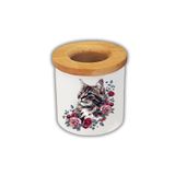 lili hediyelik Güller İçinde Kedi Baskılı Kalemlik Kalem Kutusu