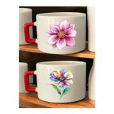 lili hediyelik Güzel Çiçek 2'li Kupa Bardak - Mug Kupa Bardak, Modern Kupa Bardak, Misafir Çay Bardağı