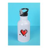 lili hediyelik Kalp Teması Baskılı Matara Suluk 600 ml - Sporcu Suluğu, Büyük Suluk, Spor Matara, Sporcu Sulukları