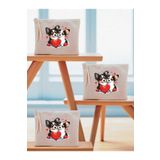 lili hediyelik Kalp Ve Köpek Baskılı 3'lü Makyaj Çantası 20x25 Cm - Kadın Doğum Günü Hediyesi Kadın Hediye Ürün