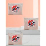lili hediyelik Kalp Ve Yunus Baskılı 3'lü Makyaj Çantası 20x25 Cm - Kadın Doğum Günü Hediyesi Kadın Hediye Ürün