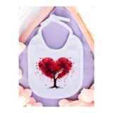 lili hediyelik Kalpli Ağaç Baskılı 2 Adet Bebek Mama Önlüğü Tek Ebat