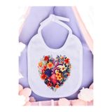 lili hediyelik Kalpli Çiçek Baskılı 2 Adet Bebek Mama Önlüğü Tek Ebat