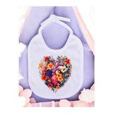 lili hediyelik Kalpli Çiçek Baskılı 2 Adet Bebek Mama Önlüğü
