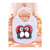 lili hediyelik Kalpli Penguen Baskılı 2 Adet Bebek Mama Önlüğü Tek Ebat