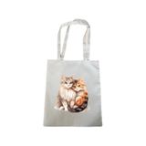 lili hediyelik Kedi Baskılı Bez Omuz Çantası, Standart, LH97624263974, Krem Rengi, Kadın