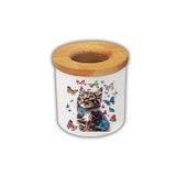 lili hediyelik Kedi ve Kelebek Baskılı Kalemlik Kalem Kutusu