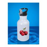 lili hediyelik Kiraz Baskılı Matara Suluk 600 ml - Kız Çocuk Suluk Beyaz, LH9723649238523523423