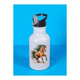 lili hediyelik Koşan At Baskılı Matara Suluk 600 ml - Kız Çocuk Suluk Beyaz, LH92308764293423522342