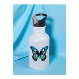 lili hediyelik Mavi Kelebek Baskılı Matara Suluk 600 ml - Sporcu Suluğu, Büyük Suluk, Spor Matara, Sporcu Sulukları