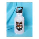 lili hediyelik Modern Kurt Baskılı Matara Suluk 600 ml - Sporcu Suluğu, LH972364923846235234