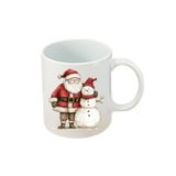 lili hediyelik Noel Baba ve Kardan Adam Baskılı Beyaz Kupa Bardak Yılbaşı Yeni Yıl Hediyesi