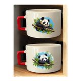 lili hediyelik Panda 2'li Kupa Bardak - Kulplu Bardak, Komik Kupa Bardak, Komik Bardaklar