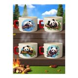 lili hediyelik Panda Baskılı 4'lü Fincan - Seramik Kupa Bardak Hediyelik Eşya Ürün